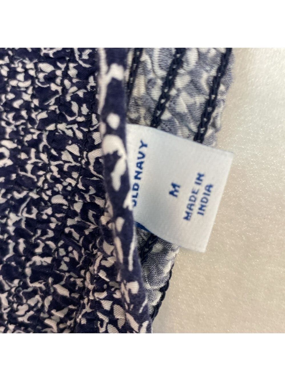 Old Navy navy and White smocked long sleeve A-Line Dress - Picture 8 of 11